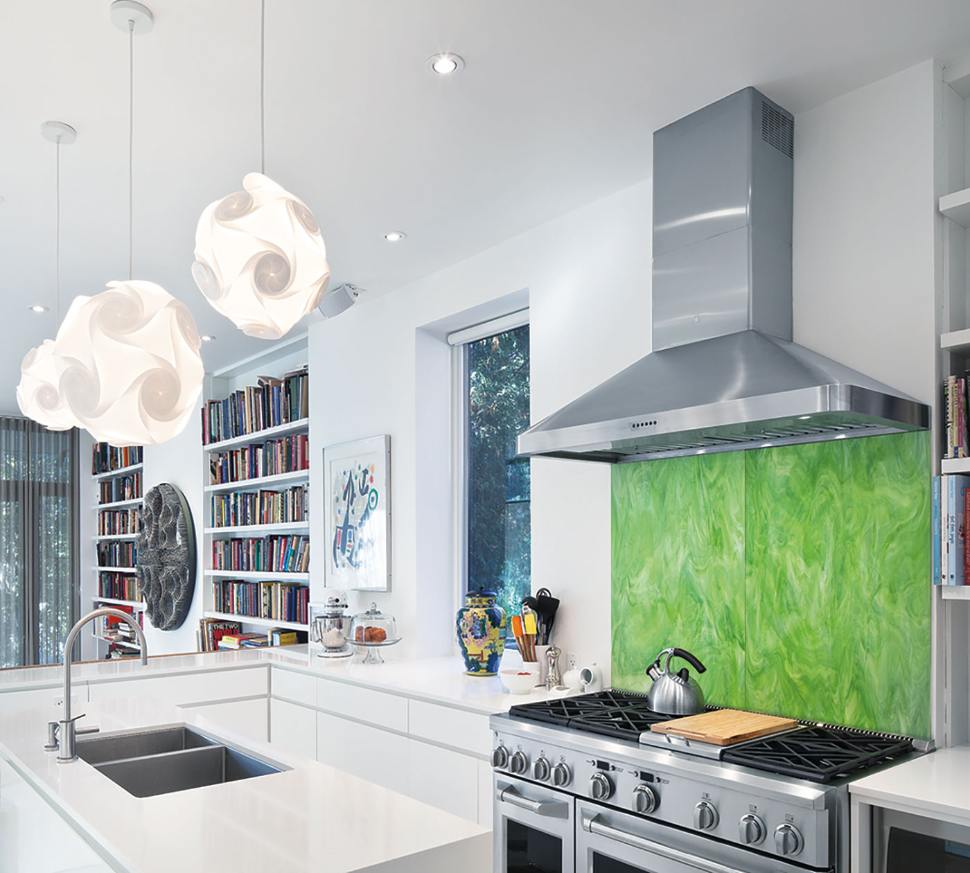 modern kitchen design with a green backsplash - Annex renovation