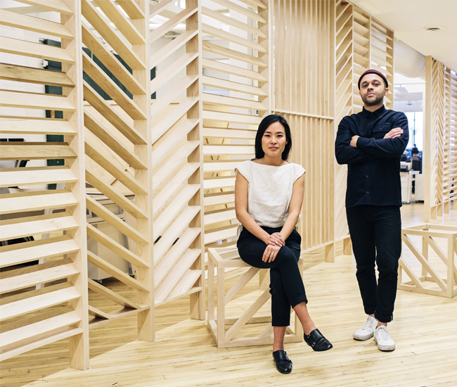 MDSD Studio - Jessica Nakanishi and Jonathan Sabine at the office they designed for Shopify