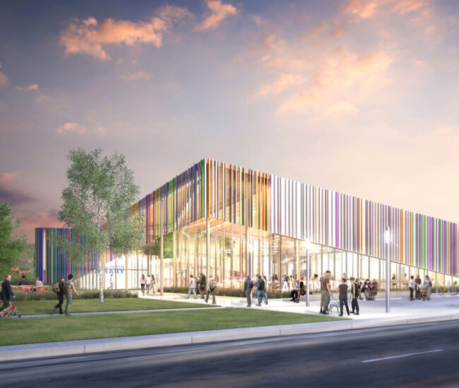 Rendering of the Albion Library new building by Perkins+Will