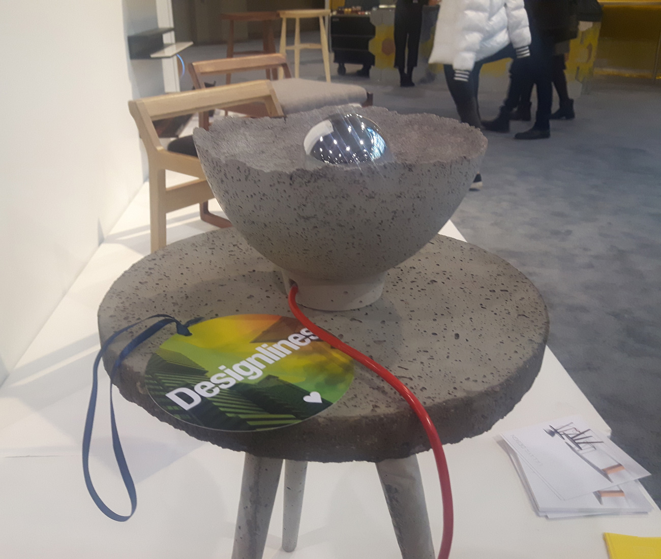 Seen at this year’s Prototype competition, the Ka Tsi Ka Ta and Ta Ka Tis Ka side tables and Ayê lamp are the work of local designer Hanae Baruchel. Sidelined from her former career by a brain injury in 2016, Baruchel began making and manipulating materials as a form of recovery and therapy. Particularly drawn to concrete, she transforms the industrial mainstay into near wafer-thin lamps and cute, three-legged side tables, among other pieces for her recently founded studio Lalaya Design.