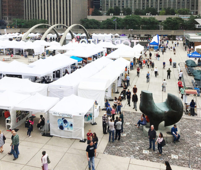 Crowd and booths at Toronto Outdoor Art Fair