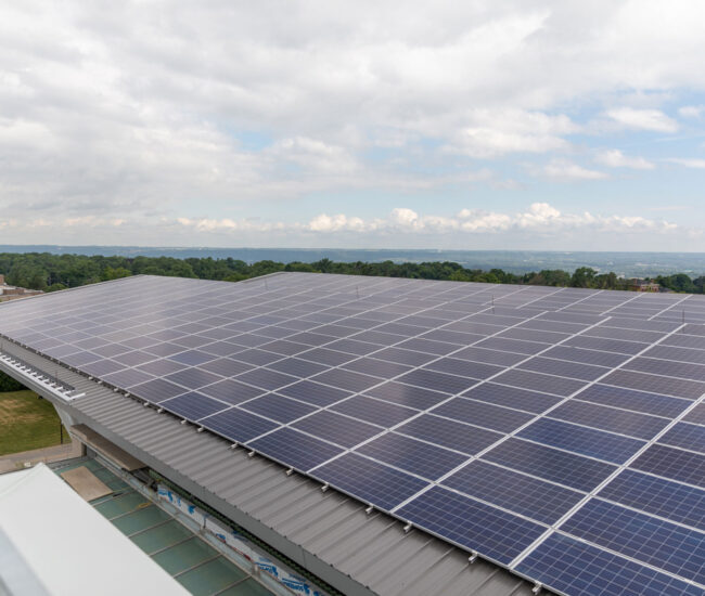 Solar panels roof at Joyce Centre in Hamilton