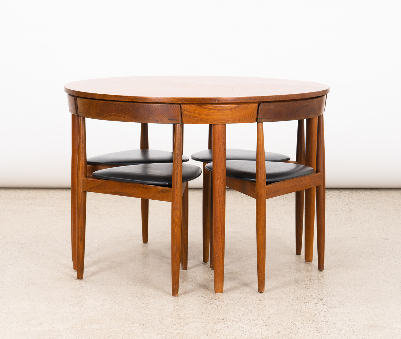 mid century modern table set with chairs