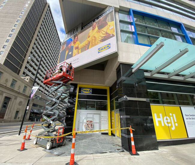 Ikea Downtown Toronto signage installation