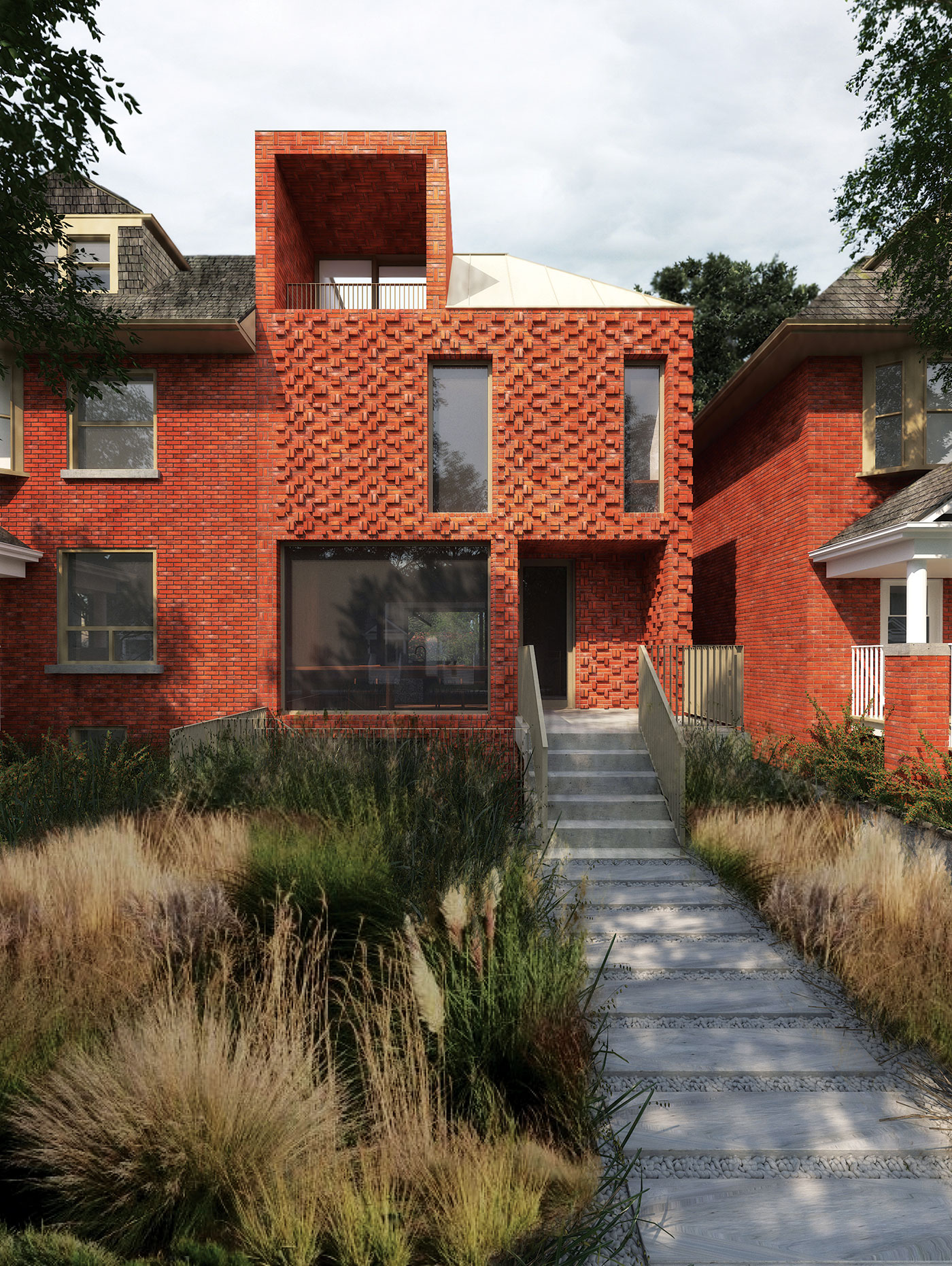 The Rosedale case study creates a contemporary brick form that fits into the streetscape.