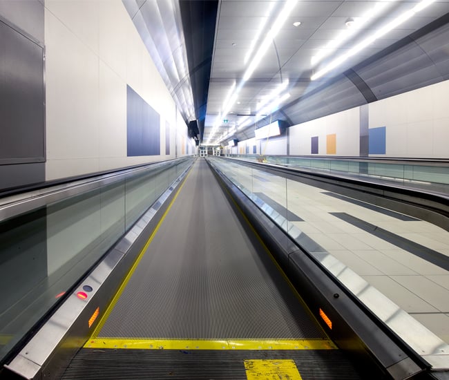 moving sidewalks at Billy Bishop Airport tunnel in Toronto