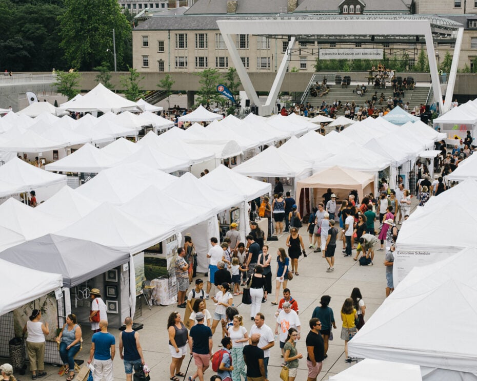 Crowd looking for artworks at Toronto Outdoor Art Exhibition