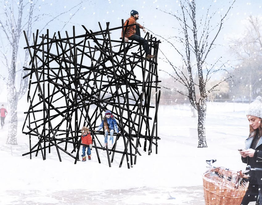 Black Bamboo art installation by Bennet Marburger and Ji Zhang of 2408 Studio, part of Ice Breakers 2018