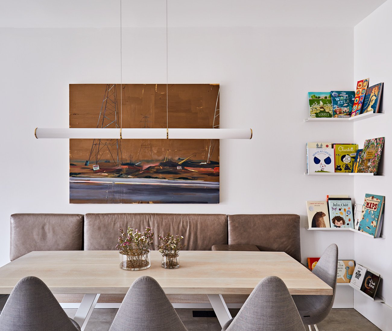 Cabbagetown Victorian Alison Milne Design Toronto Modern Home Alison Milne Design - Custom dining table with leather banquette