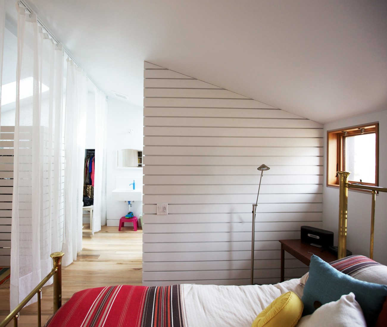 Second storey interiors with a pitched roofline that reaches three metres