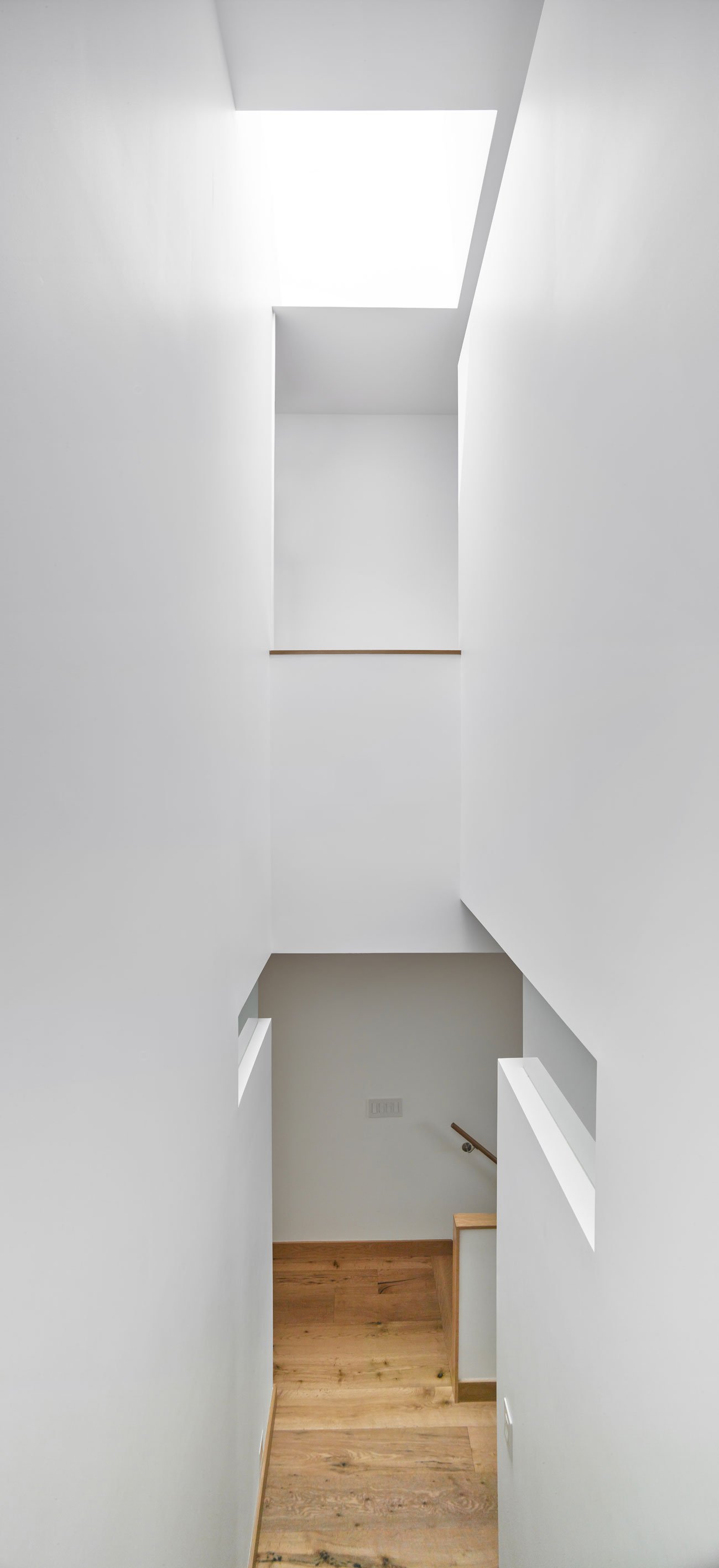 Works Office of Brian O'Brian Architect Toronto Architecture Designlines Home Stairs view with a skylight at a Leslieville semi by Brian O’Brian Architect