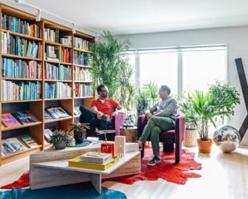 Laird Kay, an aviation photographer, and Raymond Girard, a marketer and sculptor in their mid-century modern home after renovation