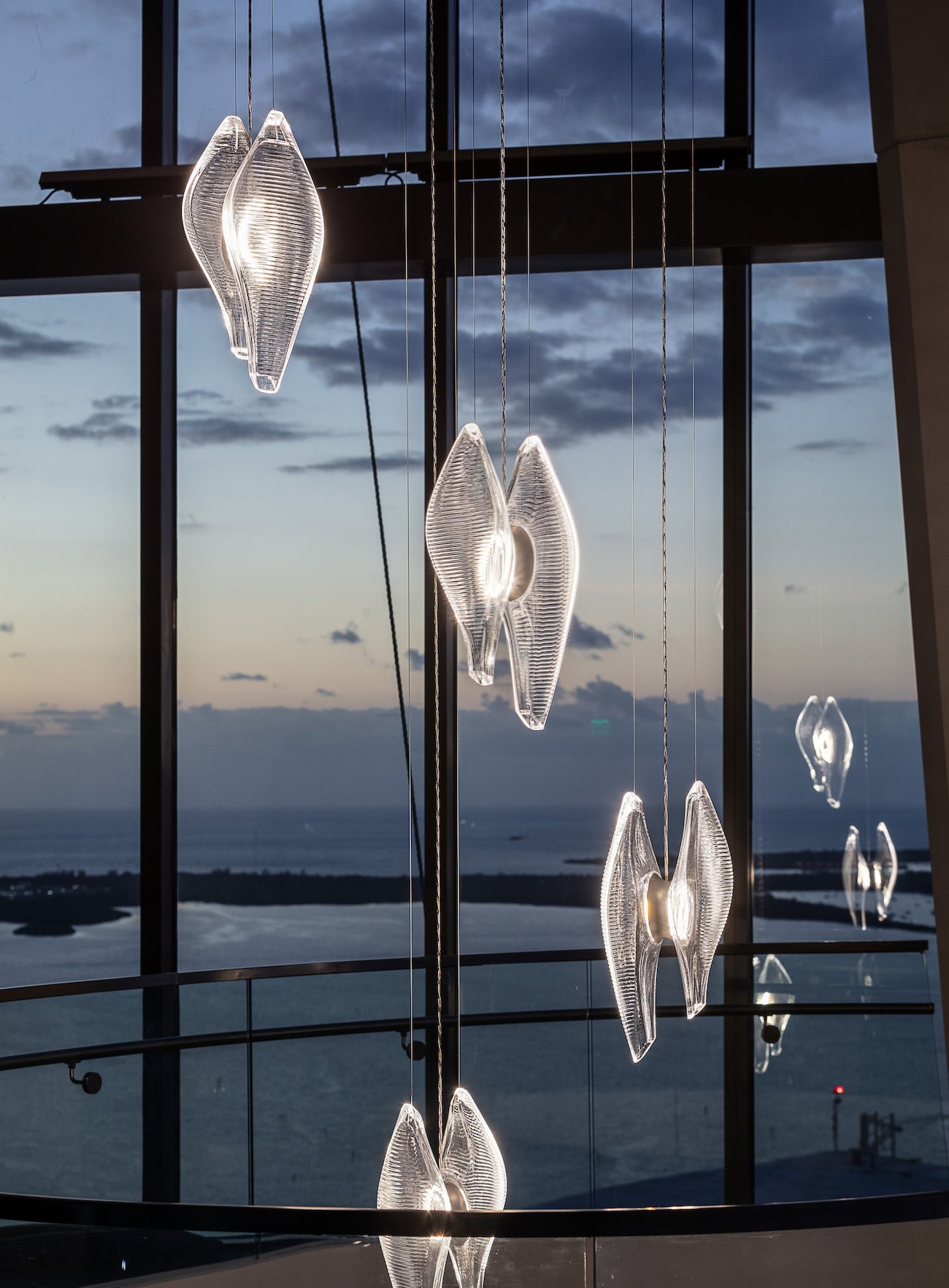 Duna hand-blown glass pendants by Zaha Hadid Design for Lasvit