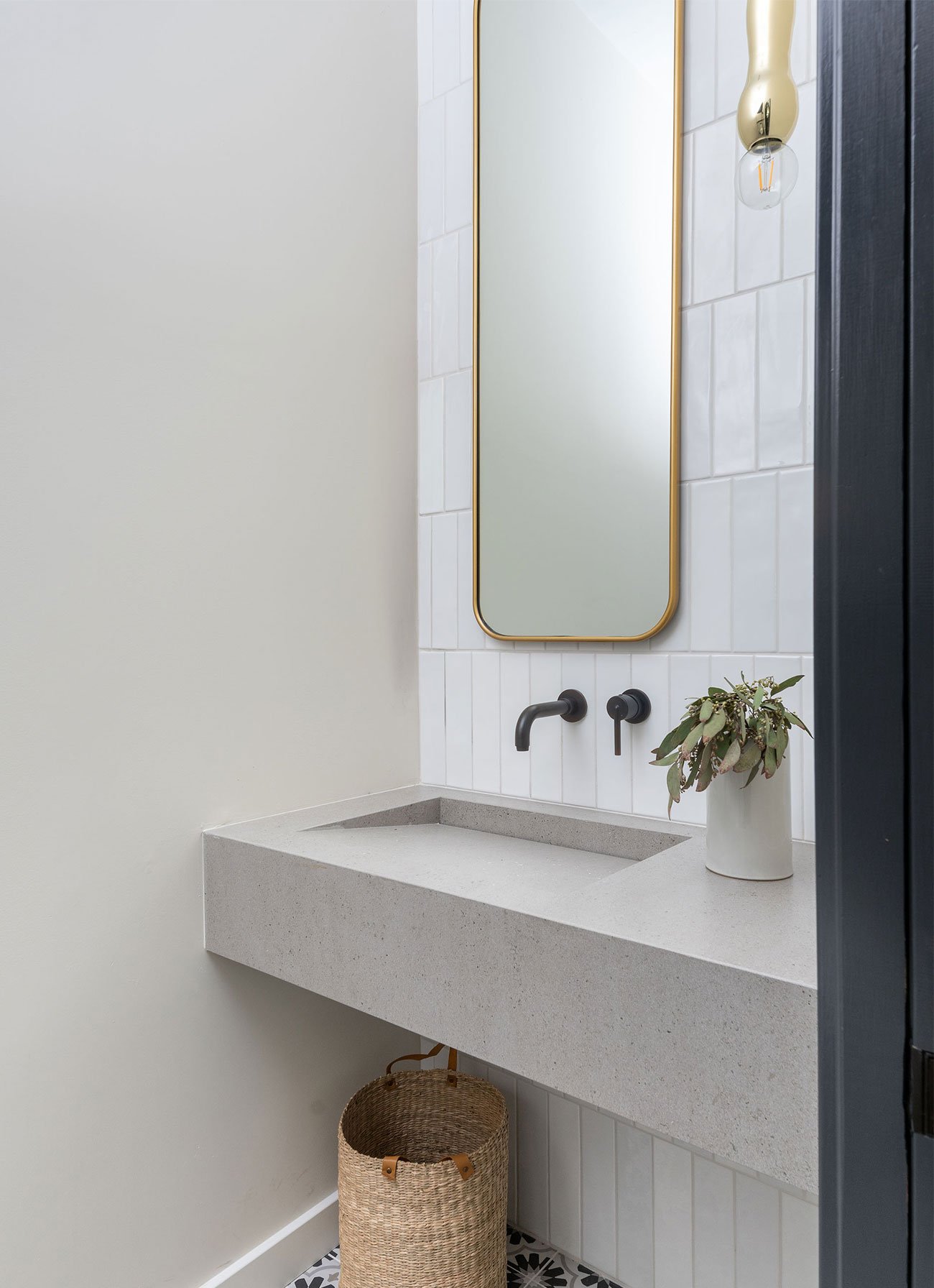 Bathroom sink at Cali House. Photo by Cia Gould