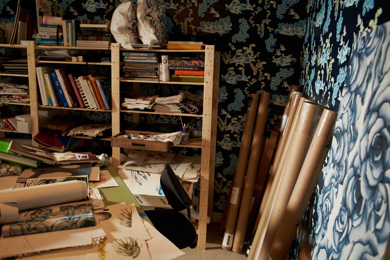 Books, sketches, mood boards and textile samples