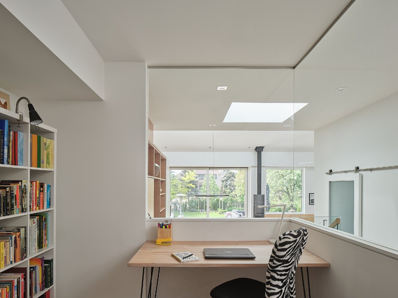 small office space overlooks the rear addition