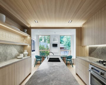 Reflect Architecture - Narrow House - Wychwood Barns Toronto - Kitchen view with all the woodworking