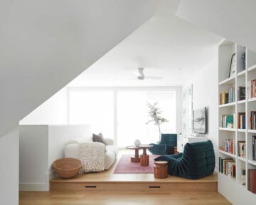 Victorian house on Major Street, the third-floor den leads out to a rooftop garden. Blu Dot side tables, Urban Mode; Ligne Roset chairs, Home Société.