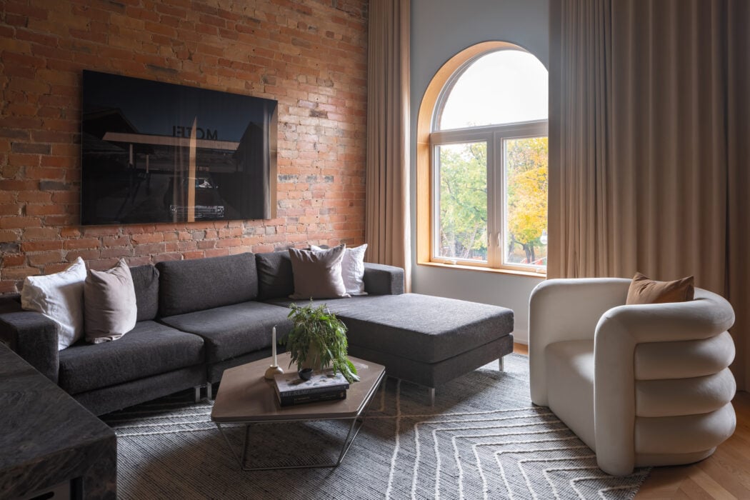 living room and arch window