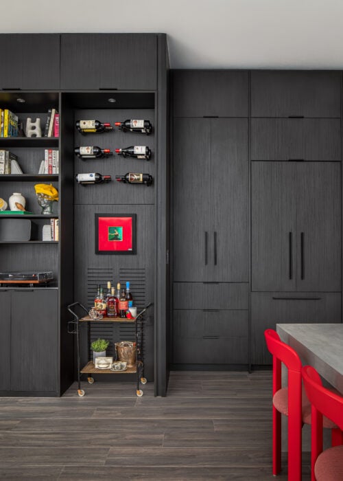 interior design of condo - dark cabinetry
