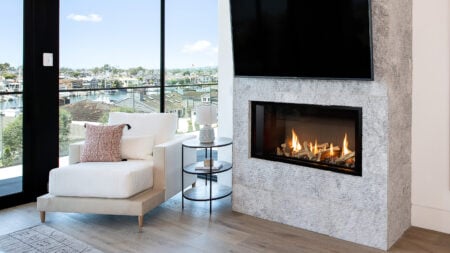 City apartment with fireplace