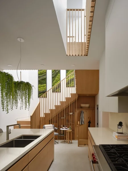 wood slat staircase ideas