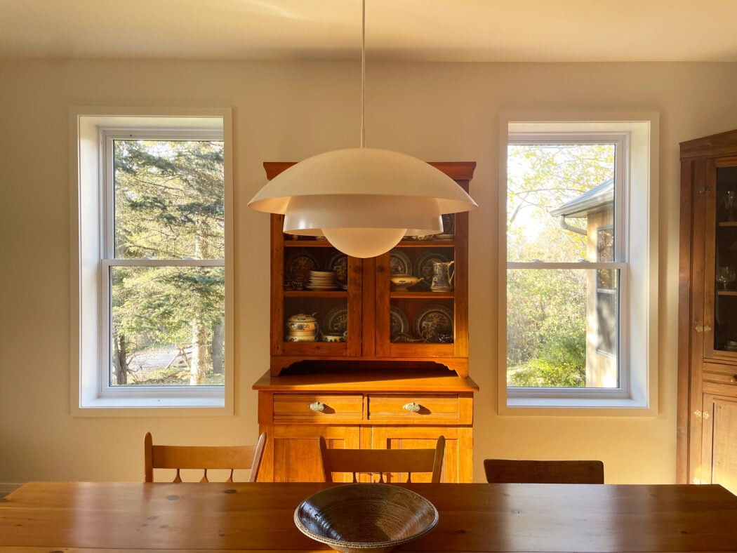 dining table and modern pendant light